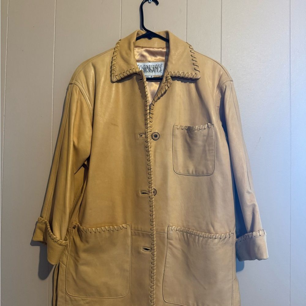 La‎ Nouvelle Renaissance Unisex XS %100 Leather Butter Yellow Jacket - Picture 2 of 14